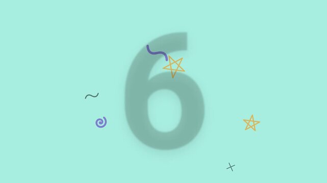 Simple animated colorful countdown timer from ten to one on a teal background