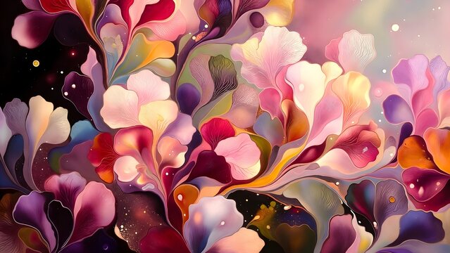 Abstract colorful fluid acrylic painting background with liquid marble texture.