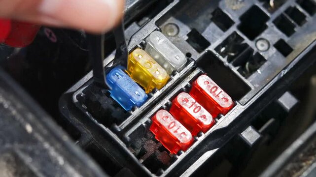 Motorcycle mechanic replaces a fuse battery. motorcycle maintenance and service and repair concept , selective focus            