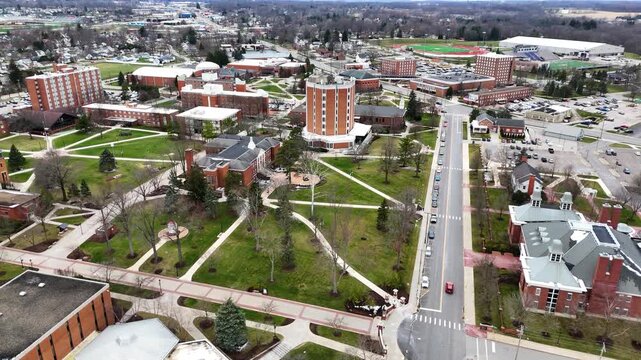Ashland University Campus, Ashland Ohio, aerial drone footage