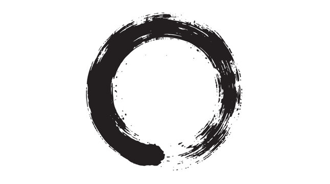 Enso, Zen circle, brush stroke, black ink, minimalist design element