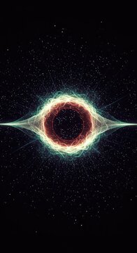 Abstract visualization of quantum duality showing the fundamental interplay between energy wave functions and localized particle states, dynamic, conceptual, physics