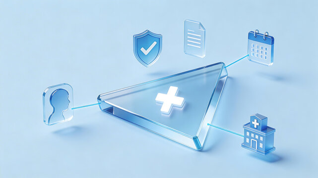 3d isometric healthcare triage system with patient intake hospital coordination scheduling documentation and care protection