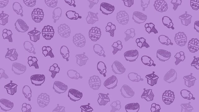 seamless purple background featuring dessert icons such as cupcakes donuts popsicles and icecream in a repeating pattern