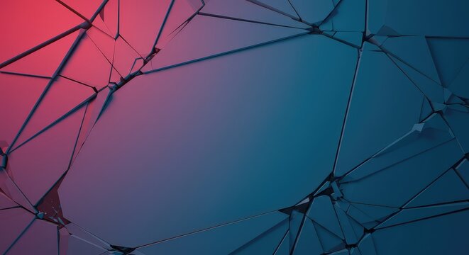 A fractured, abstract backdrop composed of geometric shards and uneven planes, suggesting decomposition and digital disruption, chaos, visual, futuristic
