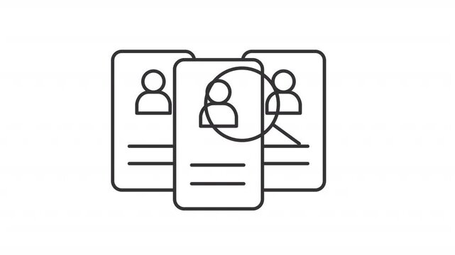 Career development line animation set. Human resources animated icons. Recruitment process, employee search. Resume analysis. Outline elements on white background. HD video with alpha channel