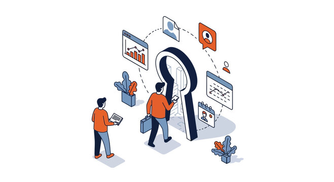 People walk in a key hole door to find a job and win big now