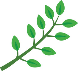 Obraz premium A simple illustration of a green branch with vibrant leaves
