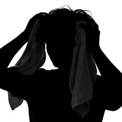 Naklejka premium Woman Drying Hair With Towel Silhouette