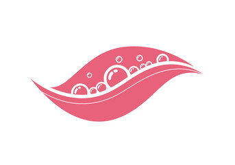 Obraz premium Cheerful Rose Pink Wavy Leaf Logo: Playful Hydroponic Water Bubbles Design