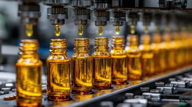 Industrial production line of amber glass pharmaceutical bottles
