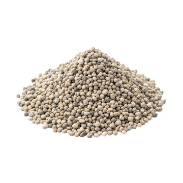 Pile of small gray and beige fertilizer pellets