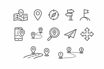 Fototapeta premium Collection of navigation and location icons