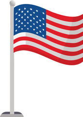 Fototapeta premium Illustration of a waving american flag on a white flagpole