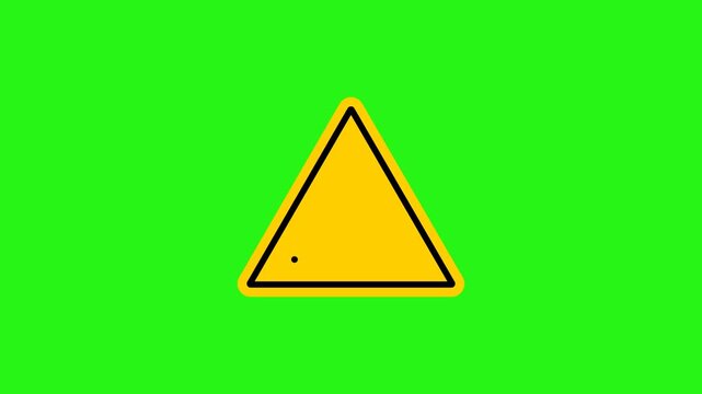 Yellow Triangle Warning Sign with Heat Symbol Representing Hot Surface on Green Background