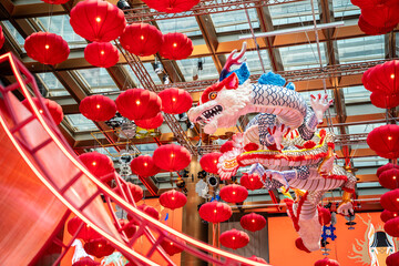 Red Dragon decorated in the Chinese New Year festival. © funfunphoto
