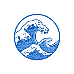 Fototapeta premium Blue Ocean Wave Icon