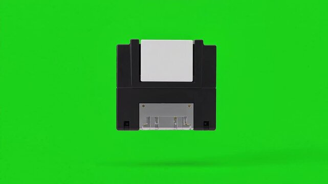 Retro Floppy Disk Storage Media on Green Screen Background.