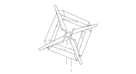Obraz premium Abstract geometric structure with rotating blades, symbolizing innovation and movement