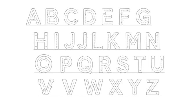 A vector graphic illustration of the alphabet in a modern, minimalist line art style