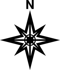 Obraz premium Black north symbol for map. Direction sign