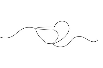 Obraz premium Minimalist healthy bowl continuous line art isolated on white background vector illustration
