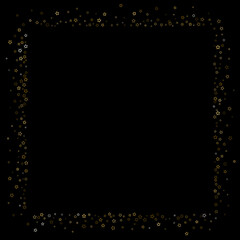 Gold Glitter Stars. Luxury Shiny Confetti. Scattered little sparkle. Flash glow silver element. Random magic tiny light. Stellar fall black background. New Year, Christmas Vector illustration.