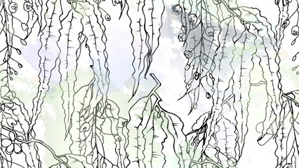 Stripe animal motif. Seamless pattern line and crackle textures. Modern summer geometric shapes on abstract brush. Contrast graphic vector background. Watercolor blobs and daubs, ink and stains.