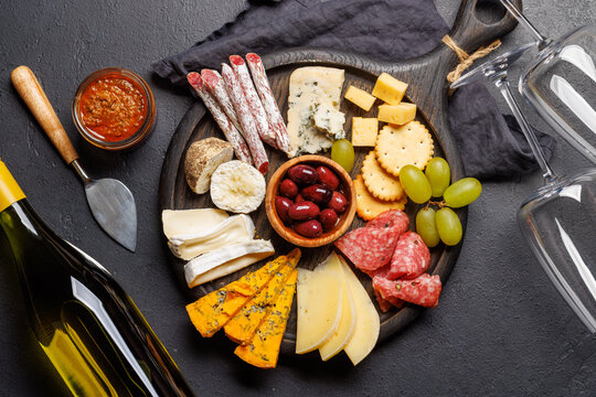 Cheese and meat assortment for wine
