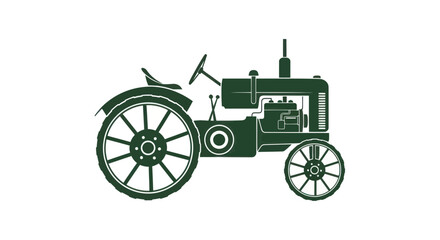Fototapeta premium Vintage Tractor Silhouette Icon, Retro Farming Vehicle, Agricultural Machine