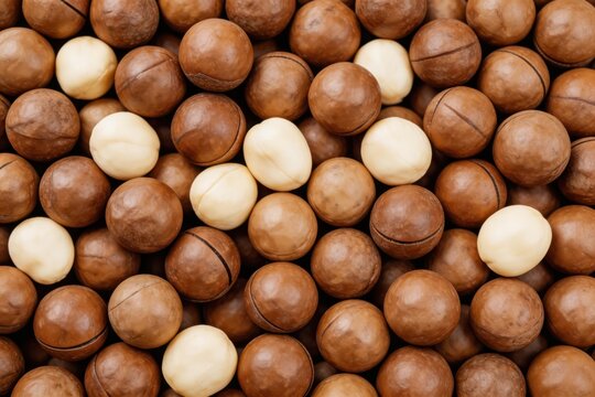 Textured spheres of milk chocolate and white chocolate create a tantalizing visual feast representing indulgence and flavor diversity in contemporary confections