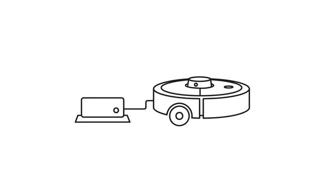 Robot Vacuum Cleaner Charging Station Docking Line Art Icon