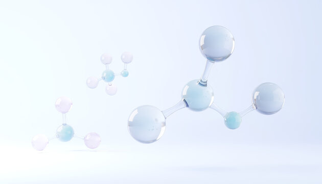 Molecular structure 3D rendering scientific background with interconnected spheres and atoms