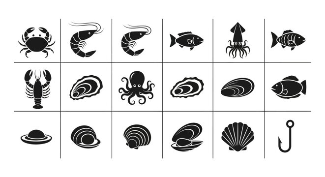 Collection of Various Marine and Oceanic Creatures Illustration for Educational Use