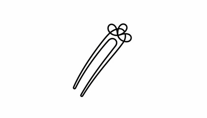 Obraz premium Minimalist Hairpin Icon, Elegant Hair Accessory, Simple Line Art