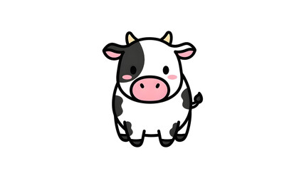 Fototapeta premium Cute cartoon cow character with black spots on white background