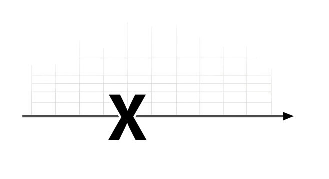 A vector graphic illustration of a large X marked on a grid background with a horizontal line and arrow