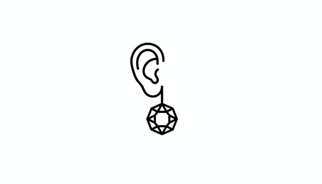 Minimalist Earring Icon: Diamond Gemstone Dangling from Human Ear Lobe