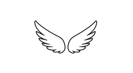 Obraz premium Minimalist Angel Wings Icon, Simple Line Art, Symbol of Freedom and Spirituality