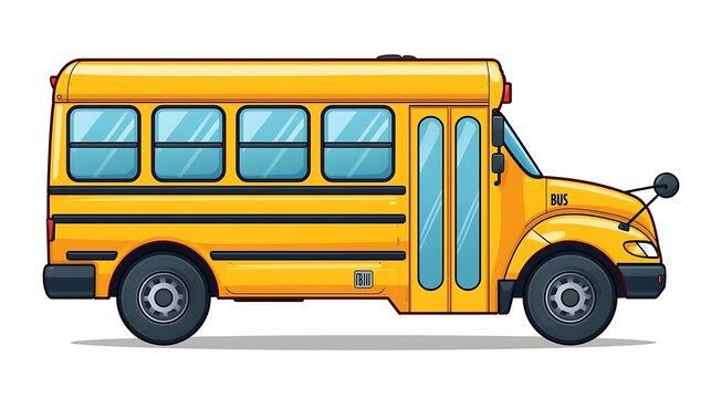 Yellow school bus cartoon icon on white background