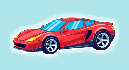 Obraz premium A vibrant red sports car vector illustration with a sleek design on a light blue background