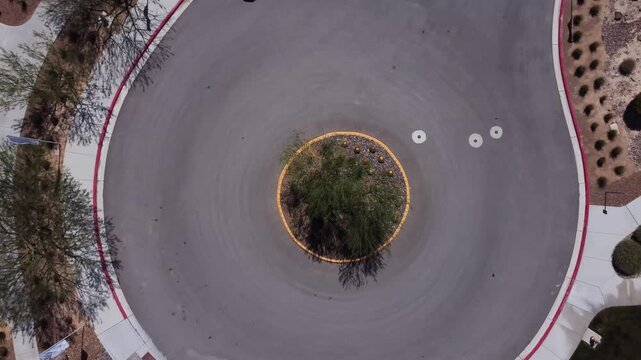 Drone Truck Pulls Around A Cul Da Sac