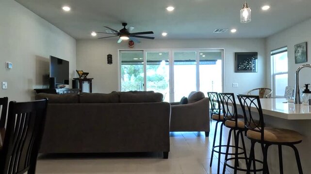 Suburban Interior Living Room On A Sunny Day