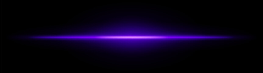 Obraz premium Neon laser beam. Bright horizontal light streak with intense glow blur, radiant core line across dark background, minimal sci fi style, luminous flare effect, abstract energy wave, soft bloom aura.