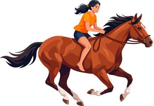 Young girl riding horse bareback at high speed