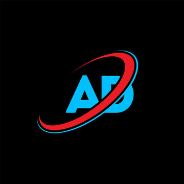 Professional AD monogram for brand representation. Integrated blue typography with circular red swoosh accent. Versatile design element for corporate stationery and advertising applications.
