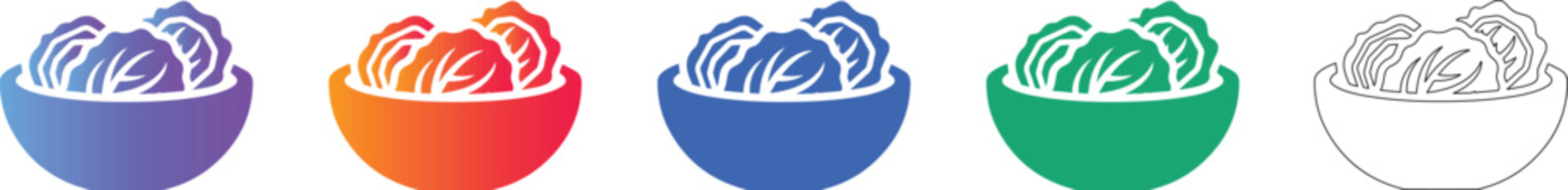 Set of Five Lettuce Salad Icons