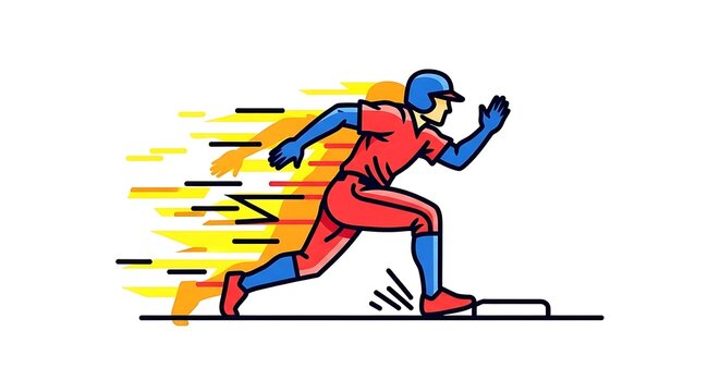 A cartoon runner sprints quickly to the right with speed lines behind him