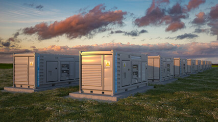 Fototapeta na wymiar Battery Energy Storage System integrated into the natural environment