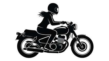 Woman riding motorcycle in black and white silhouette © SILHUETTECHEMBER
